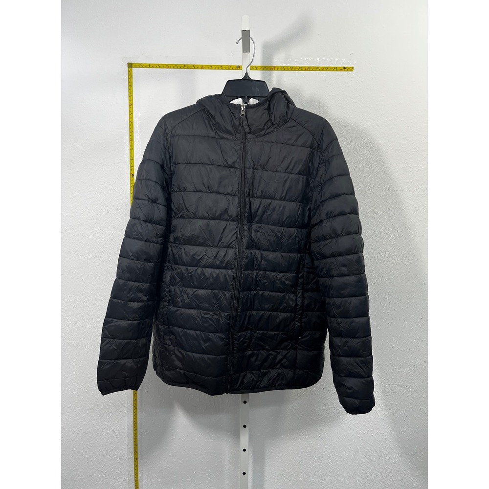 Amazon Essentials Mens Black‎ Lightweight Water-Resistant Hooded Puffer Jacket L